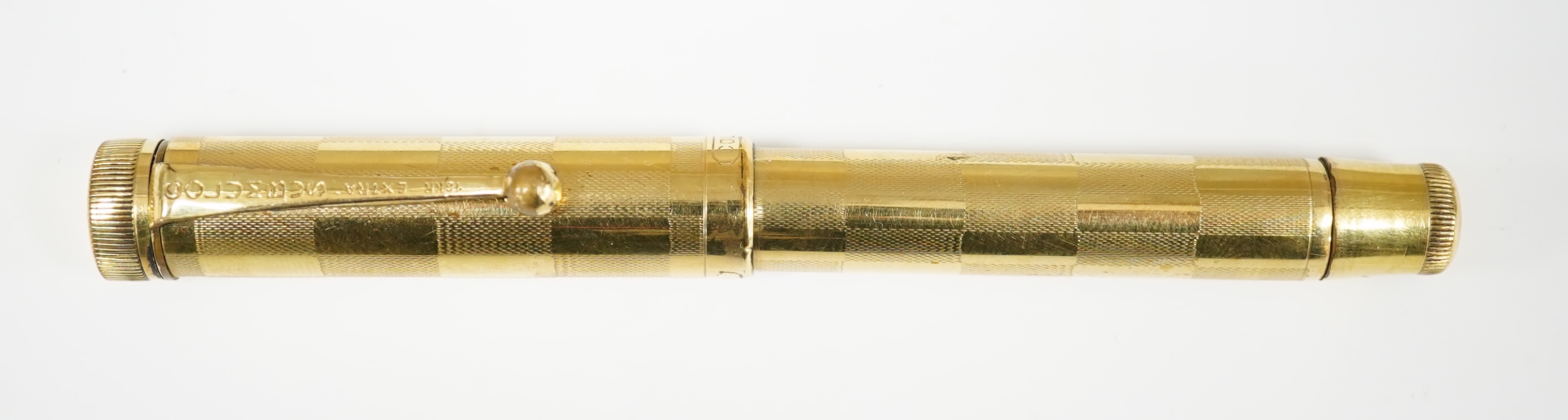 A Columbus extra 18kr button fill fountain pen with 14ct. gold Columbus nib